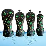 Genérico Fundas de Golf | Juego de 4 Fundas Ligeras para Cabeza de Palo de Golf - Juego de Cubiertas de Cabeza de Hierro de Golf de Cuero para Todas Las...