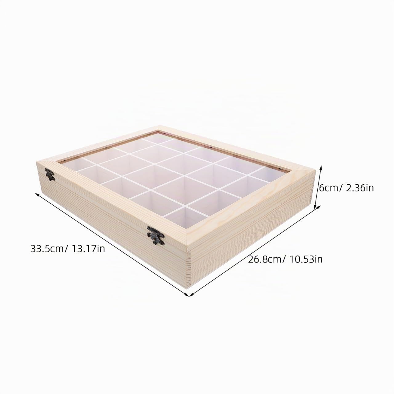 Toddmomy Scatola per Esposizione Minerali in Legno con Coperchio Trasparente Organizer Scomparti per Collezione di Cristalli Pietre Preziose e Campioni Roccia Custodia Portatile per Studio
