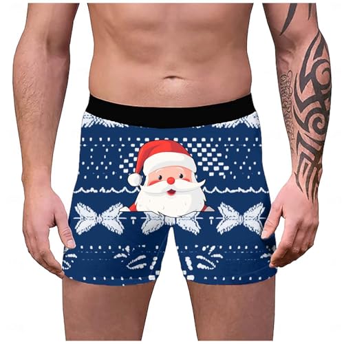 Eauptffy Lustige Boxershorts Herren, Weihnachts Unterhosen Mann Weihnachtsmotiv Boxer Shorts Weiche Slip Schlicht Locker Kurze Hosen Mode Unterhosen Nikolaus Geschenk Briefs Herren Push Up
