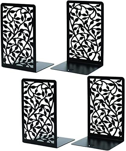 Cnk Book Ends Bookends For Decorative Books Holder Bookend Shelves End Hold Heavy Duty Holders Stoppers Metal Stopper Cute Boho Bookshelf Holds Cookbook Office Home Set Of 4 Bookends Pair Black #TOP11