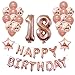 Produktbild Yoart 18. Geburtstag Dekorationen Rose Gold für sie und Mädchen Party Supplies 39 Stück mit Alles Gute zum Geburtstag Banner Konfetti Latex Ballons Sterne Folienballons