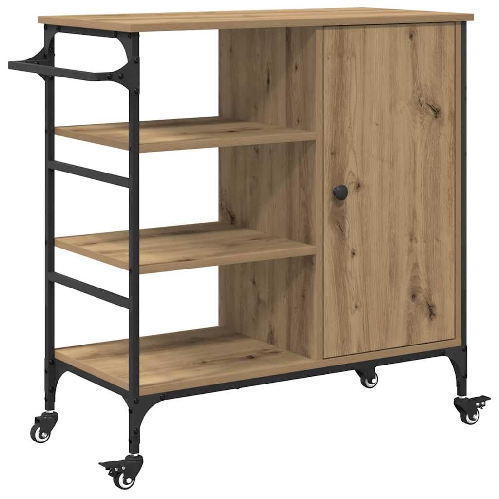 Carro de cocina de madera de ingeniería con ruedas 87,5 x 39 x 84,5 cm