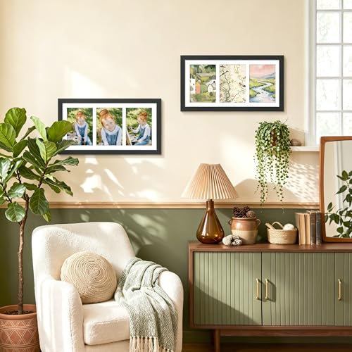 Image of DUENPY 4-Pack 8x16 Collage Picture Frames, 5x7 Collage Picture Frame Displays Three 5x7 inch Photos, or 8x16 (Without Mat) for Available Horizontal Wall Mounting Display and Vertical, Black