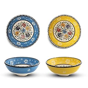 Keramische kommen set van 2 – kommen voor tapas, sushi, dessert, , dipsauzen, snoep, klein fruit, noten, ijs, rijst – kleurrijke huisdecoratie Marokkaanse Spaanse Turkse Mexicaanse kommensets