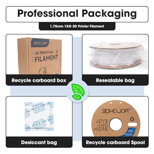 Image of 3DHoJor PLA Pro PLA+ Filament 1.75mm 3D Printer Filament Bundle 1kg*2 (4.4lbs) Dimensional Accuracy + /- 0.03 mm-2 Pack Cold White
