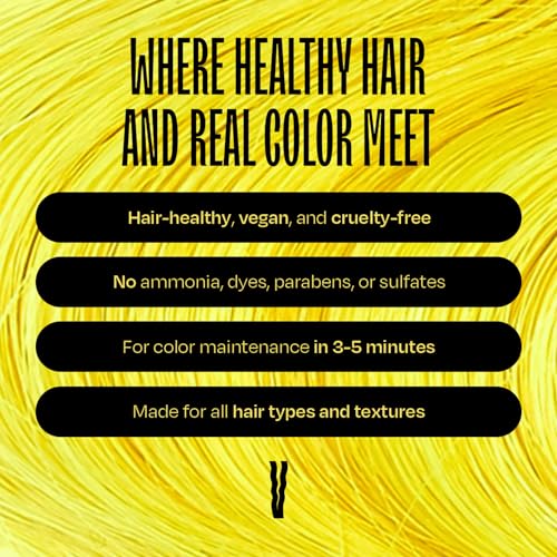 Image of Overtone Semi Permanent Hair Color Conditioner, Extreme Yellow, 8 oz, Nourishing, Damage-Free, Color Depositing Mask for All Hair Types with Shea Butter & Coconut Oil, Vegan & Cruelty-Free