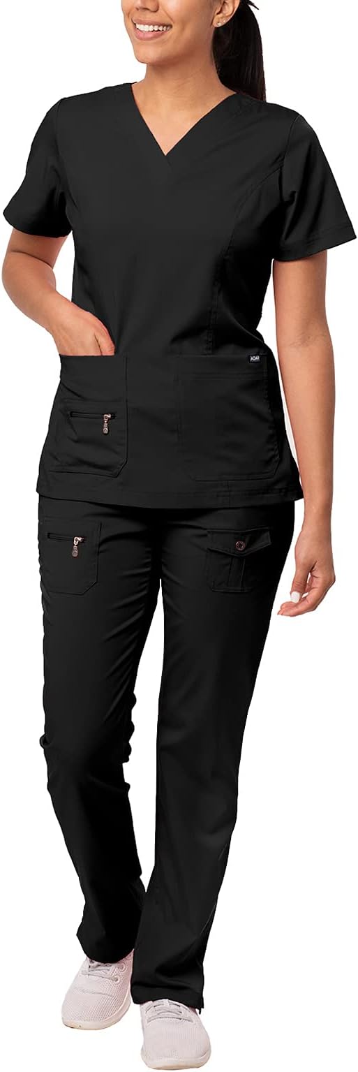 Adar UniformsAdar Pro Breakthrough Plus Scrub Set for Women - Enhanced V-Neck Top & Multi Pocket Pants
