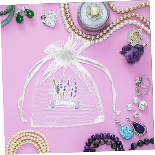 20 bolsas de organza lavanda con cordón 15x10cm miniatura 6