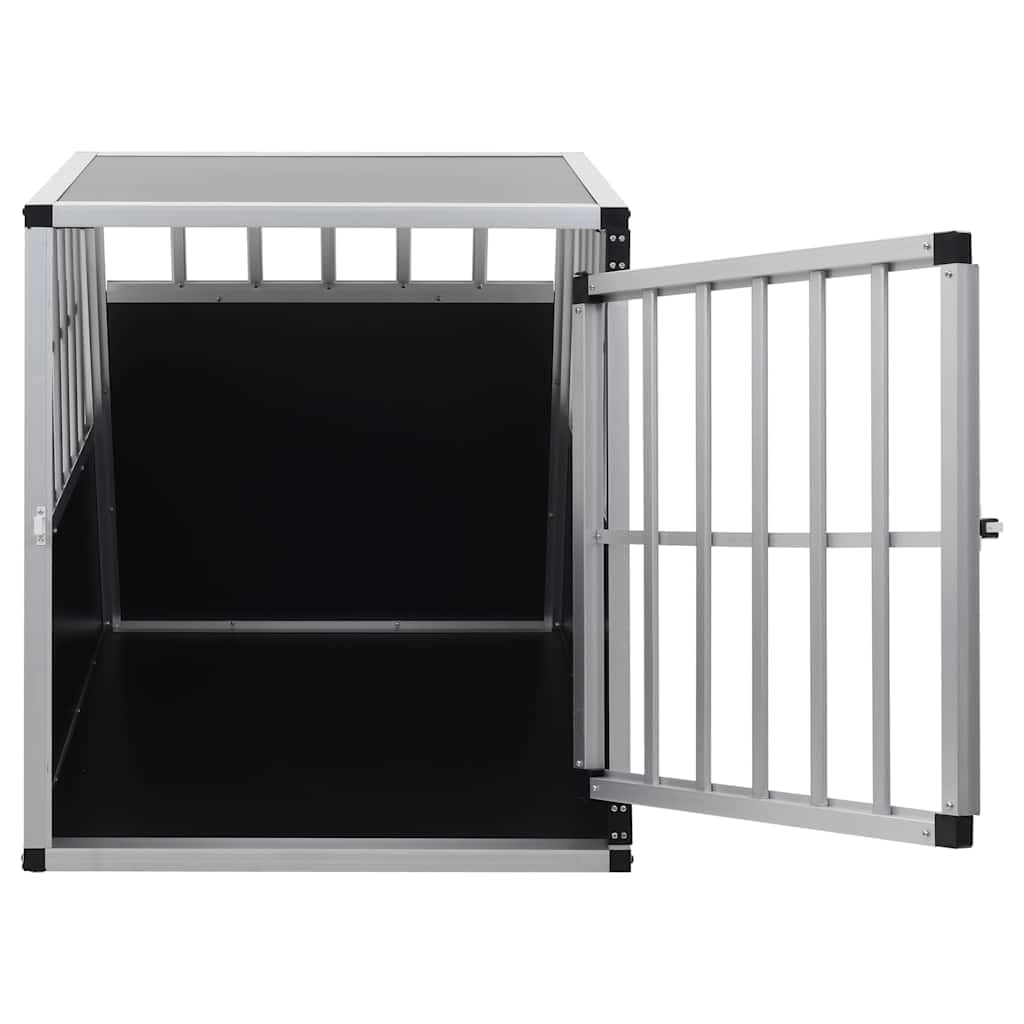 Hundetransportbox aus Aluminium und MDF mit Einzeltür 65 x 91 x 69,5 cm, wetterfester Hundehütte für Kofferraum, Schutz und Komfort für mittelgroße bis große Hunde im Auto