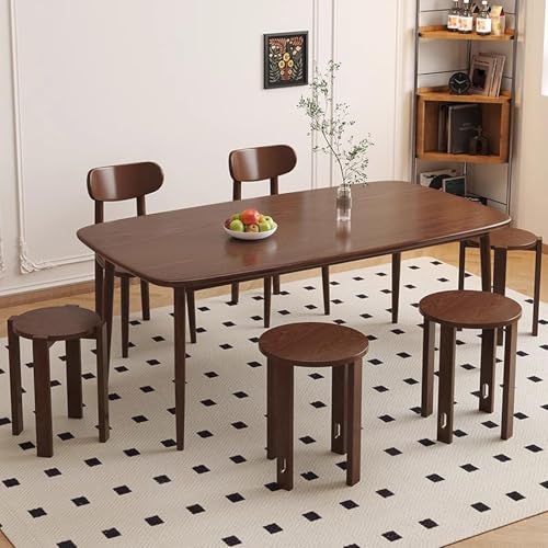 Table basse et tabourets ronds empilables en bois avec roulettes pour petits espaces - 3