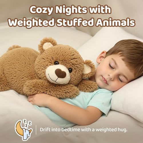 Image of Mewaii Weighted Stuffed Animals for Adults & Kids, 2-5 lbs - 23 inch Heatable Coolable Bear Plush, Microwavable Adjustable Removable Inner Pad, Realistic Hug Comfort Gift (Brown)