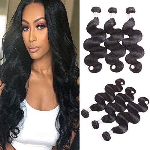 Brazilian Body Wave Human Hair 3 Bundles(14 16 18), Unprocessed Brazilian Virgin Remy Hair Body Wave Weave Bundles, Remy Virgin Human Hair Weave Weft Extensions Can Be Dyed And Bleached, Natural Color