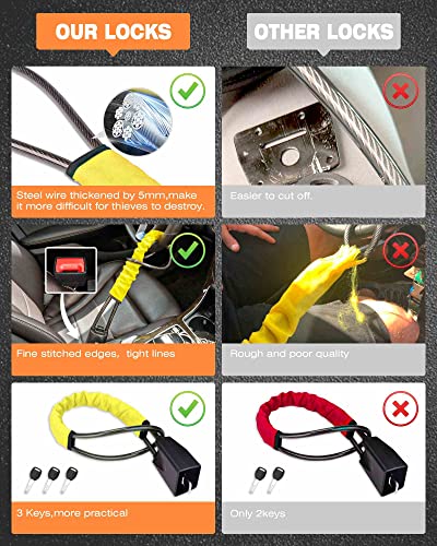 image for Tevlaphee Steering Wheel Lock Seat Belt Lock Universal Anti Theft Car 