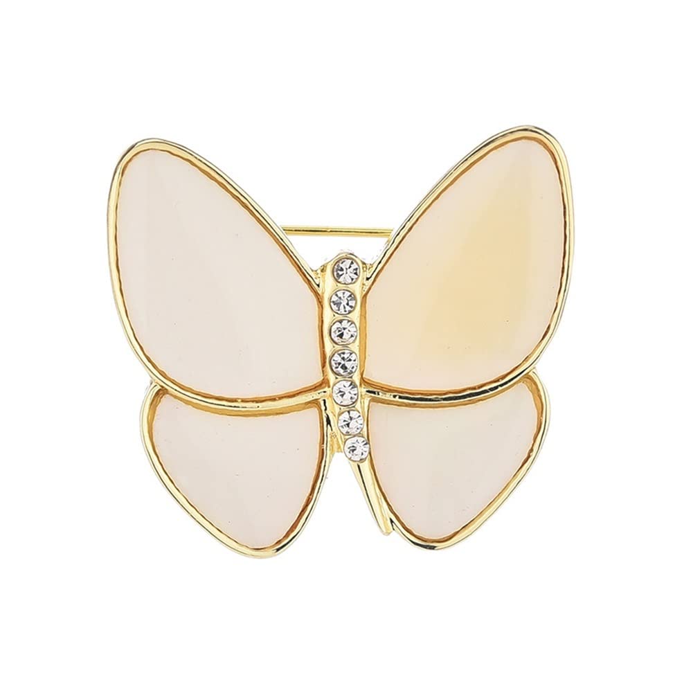 Spilla da Donna Farfalla in Metallo da Donna con Strass intarsiato, Spilla, pinerium Bianco, pneuminopatia, Decorazione Giacca Giacca Versatile Fiore Seno