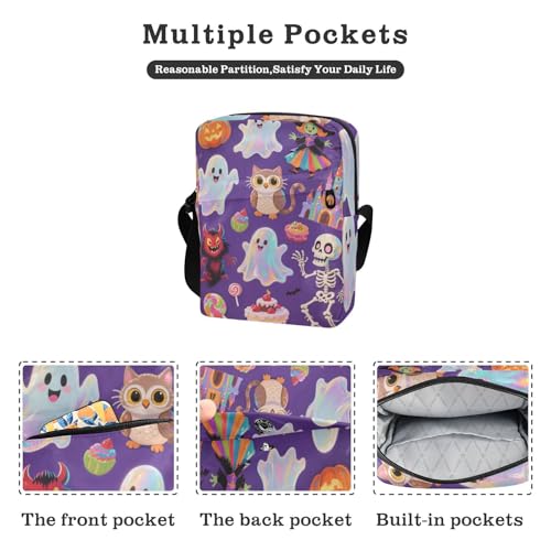 KLL Orange Halloween Pumpkin mens messenger bag Vegan Leather crossbody bag Travel Shoulder Handbags2