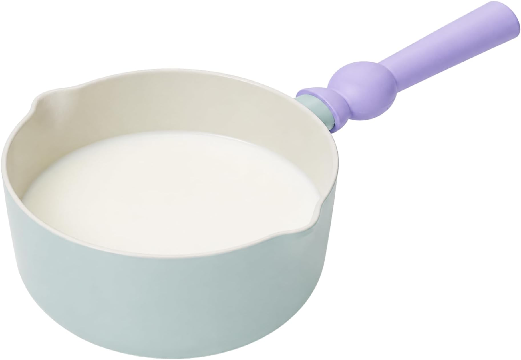 Better Finger Kitchen Nonstick 7 Inch Mini Wok Pan with Handle, Healthy Cooking Ceramic Coating Milk Melting Pot with 2 Pour Spouts, Induction Compatible Multi Cookware, Made in Korea (18cm Wok Pan)