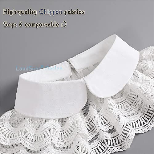 LoudSung False Collar Detachable Half Shirt Blouse Fake Collar Floral Lace Double Layer Cape Shawl Elegant for Women Girls3