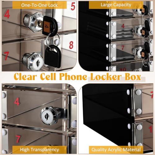 Image of Layhit 12 Slots Cell Phone Locker Box for Classroom Black Acrylic Cell Phone Storage Cabinet Bin with Door Locks for Classroom School Students Office Factory Employees