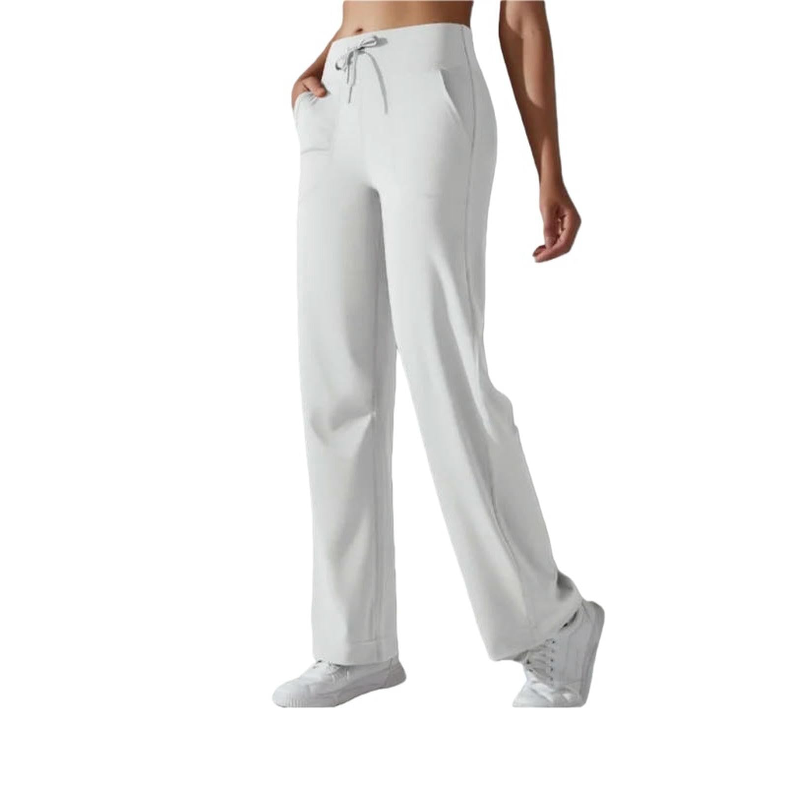 Pantalones de Yoga para Mujer de Talle Alto con Bolsillos, Pierna Ancha y Holgada, Estilo Mallas de Gimnasio.