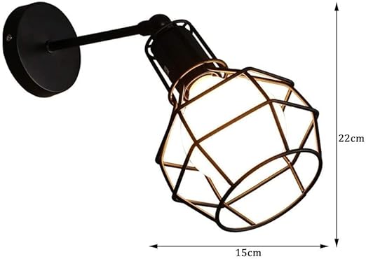 AAOTE Amerikaans Land Vintage Industrieel Loft Ijzer Metaal Wandlamp Wandlampen Kleine Kooivorm E27 Edison voor Huis, Bar, Restaurants, Koffiebar, Clubdecoratie (220-240V, Lampen niet inbegrepen) photo 2