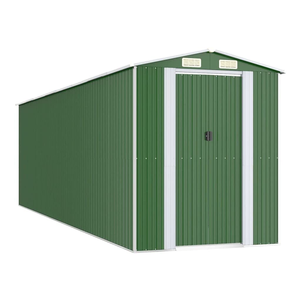 Abri de jardin vert 192 x 689 x 223 cm en acier galvanisé