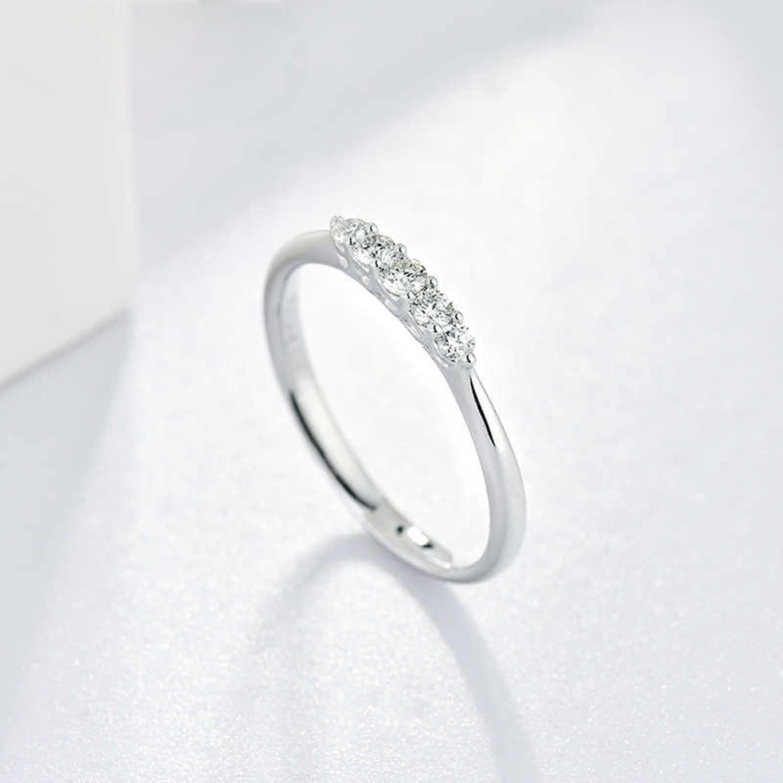 Pierścionek zaręczynowy 950 Platinum Women, Simple Round z diamentem 0,15 ct, pierścionek damski srebrny, rozmiar 12 (52mm)