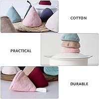 Vista 5 de Cabilock Manopla de horno para horno, 4 unidades, de algodón, soporte para mango caliente, triangular, para sartén sin sartén, tapas de silicona