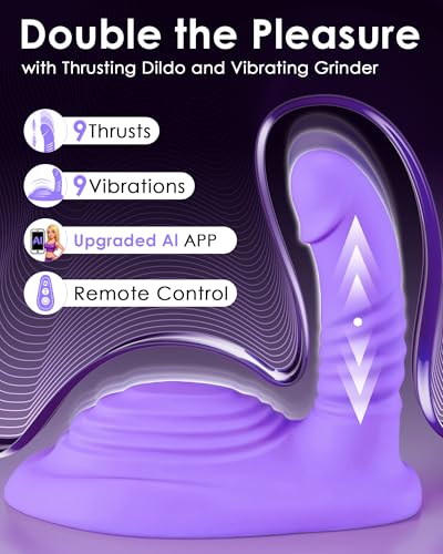 Image of Riding Grinding Thrusting Dildo Vibrator - APP, Remote Control Dildos Sex Machine with Thrusts & Vibrations for Clit Perineum G Spot Anal Vibrators, Rose Sex Toy Adult Toys for Women Couple Sex Chair