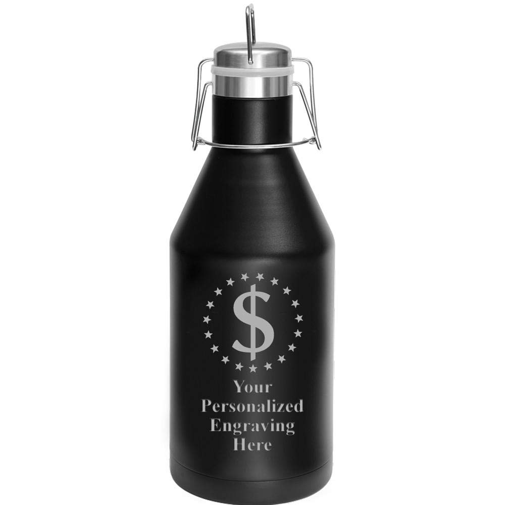 Dollar Sign Growler, 64 oz Custom Sales Competition Growler Prize, Engraving Included