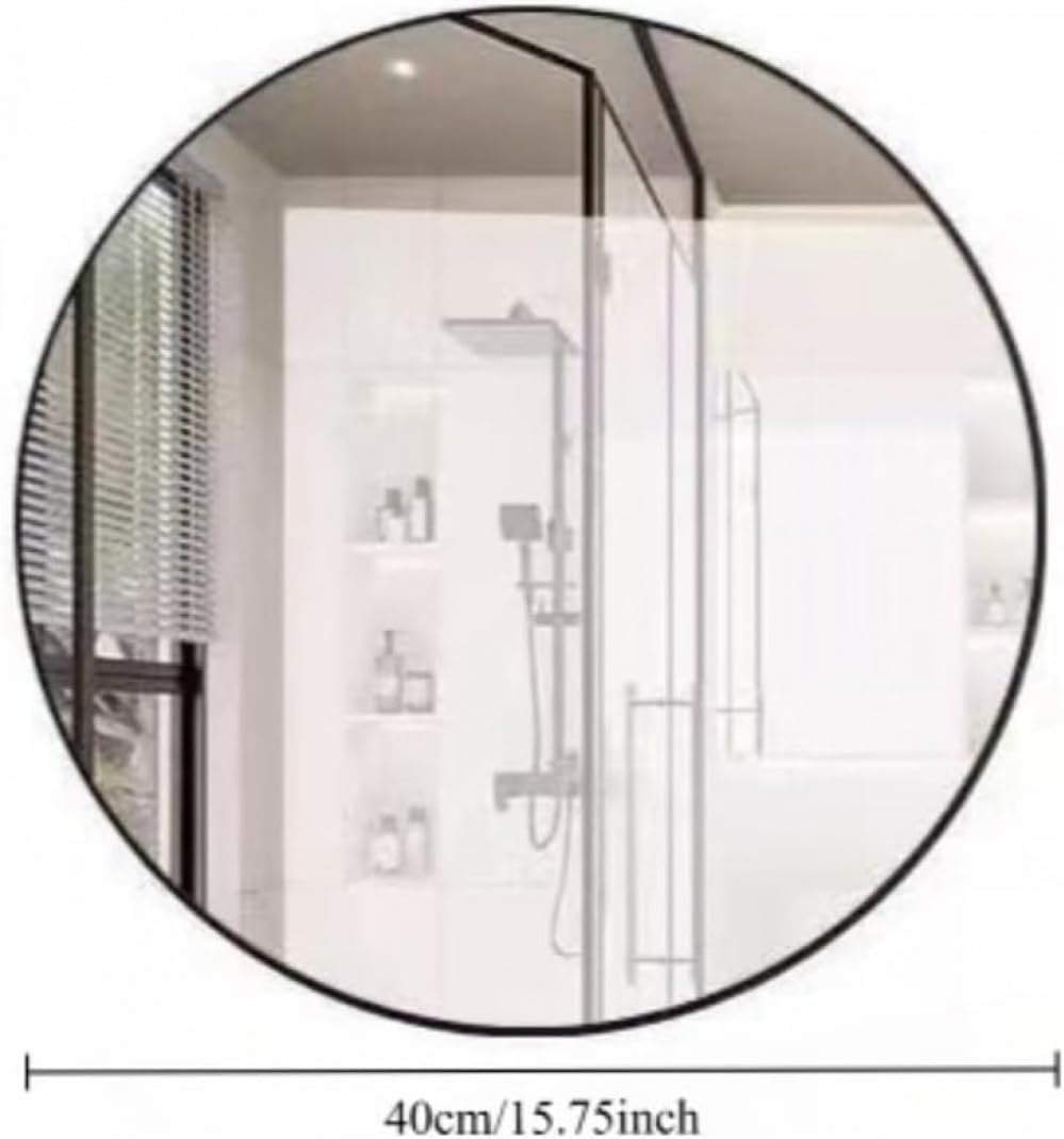 Xiraivke黒フレームおしゃれ壁掛け鏡 丸/楕円選択可 シンプルアンティーク風ウォールミラー 玄関・部屋用姿見鏡 軽量取り付け簡