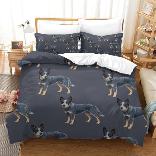 Parure de lit 135x200 Blue Heeler housse de couette microfibre 3D - 3