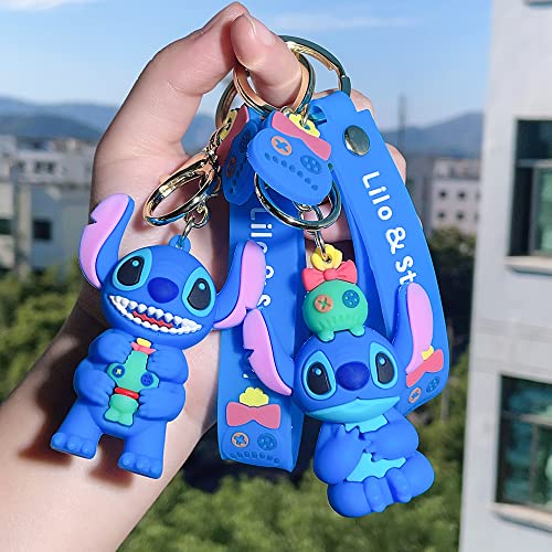 Feimeng Jewelry Anime Cute Stitch Silicone Keychain, Pvc Pendant Key Chain Ring Holder Wristlet Accessories For Kids Gifts (Stitch - C) #TOP2