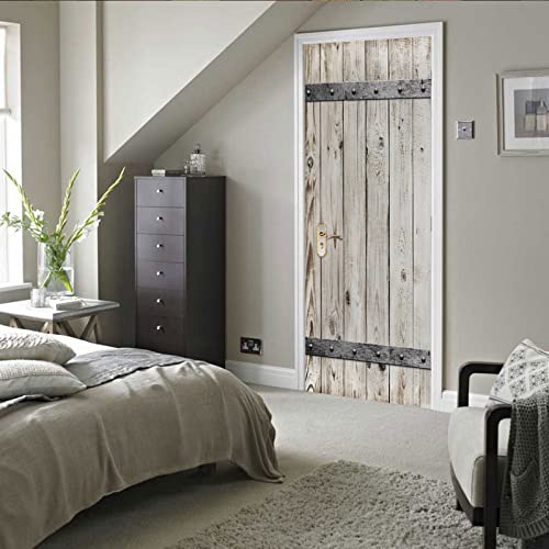 A.Monamour Türtapete Selbstklebend Türfolie Türposter 3D Holz Mit Metall Beschaffenheits Hintergrund Vinyl Folie Türdeko Tapete Wandbild Türaufkleber Türtattoo 90x200cm