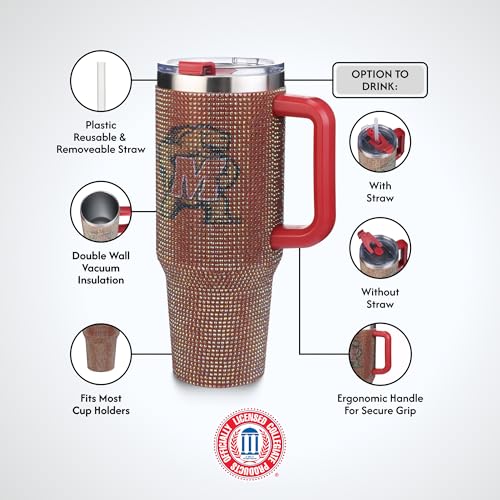 Image of The Memory Company Officially Licensed 40oz TC Bling Game Day Tumbler with Vintage Logo, University of Maryland, College Park