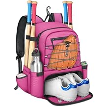 MATEIN Baseball Bat Bag for 4 Bats with Ball Pocket, Lightweight Youth Baseball Backpack with Shoe Compartment, Large Capacity Softball Equipment Bag with Fence Hook for TBall Gear, Helmet, Glove