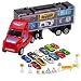 JOYIN Transport Car Carrier Toy Truck Includes 12 Die-cast Toy Cars, 10 Accessories; Truck Carrier Fits 12 Toy Car Slots, Great Car Toys for Kids