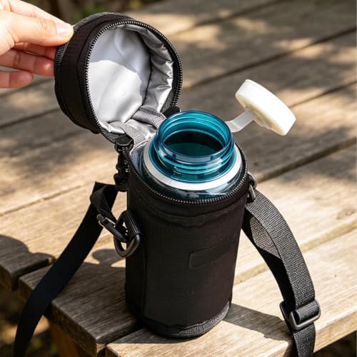 Portabotellas de agua aislado de 1L con correa ajustable para hombro 2