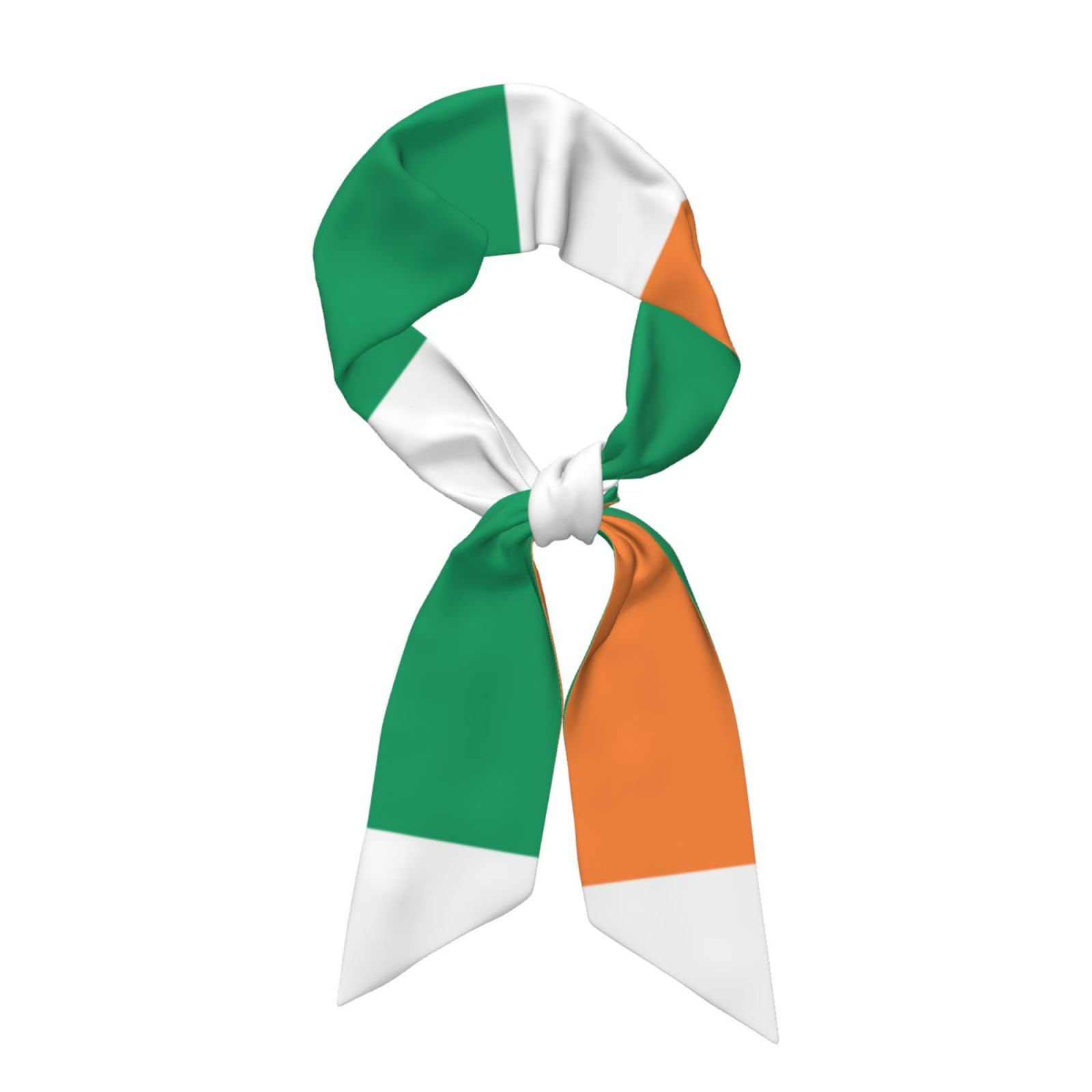Jejea Women's Black Irish Flag Print Silky Neck Scarf, Fashion Silky Satin Headscarf For Lightweight Silk Graceful Scarfs
