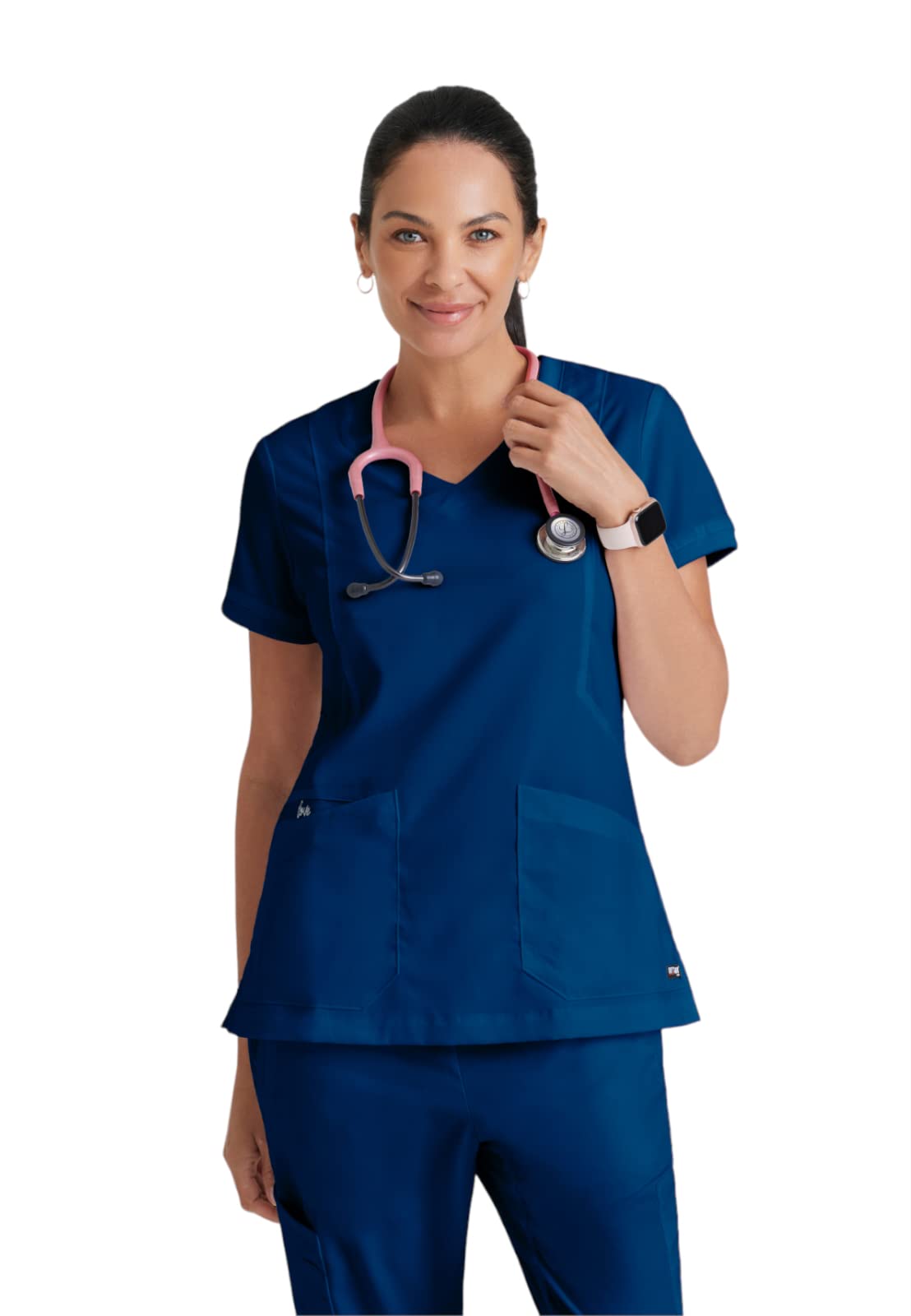 BARCOGrey's Anatomy Scrubs - Kira Scrub Top for Women, V-Neck, Love Printed Zip Pocket Super-Soft Women's Scrub Top