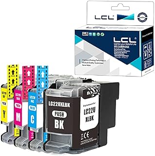 LCL LC22U LC22UBK LC22UC LC22UM LC22UY XL High Yield (4-Pack Black Cyan Magenta Yellow) Ink Cartridges Replacement for Brother DCP-J785DW MFC-J985DW