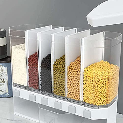 EVRUM-Kitchen-Storage-6-Grid-Container-Wall-Mounted-Cereal-Food-Dispenser-For-KitchenDry-Space-Saving-Food-Storage-Containers-for-CerealRiceNutsSnack-Plastic