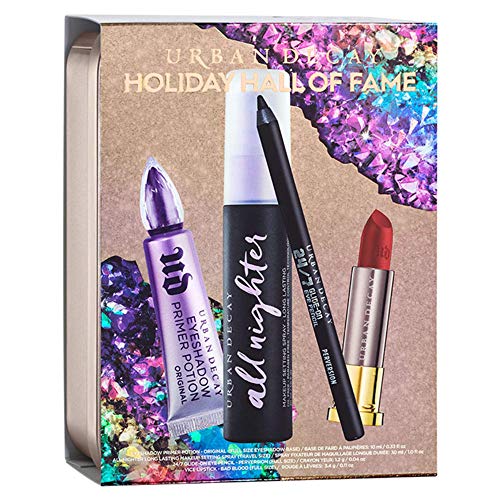Urban Decay Stoned Vibes Hall of Fame Gift Set - Eyeshadow Primer Potion, 24/7 Glide-On Eye Pencil (Zero), Vice Lipstick (Bad Blood) & Travel-Size All Nighter Makeup Setting Spray