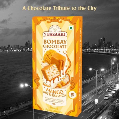 Image of 7 BAZAARI Rakhi Special Bombay Mango Vanilla Butterscotch Chocolate (95g Pack) - Premium Indian Fusion Festive Gift