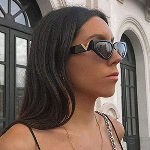 Fashion Cat Eye Sunglasses for Women 90s Retro Trendy Y2K Aesthetic Vintage Small Black Shades 2 Pack2