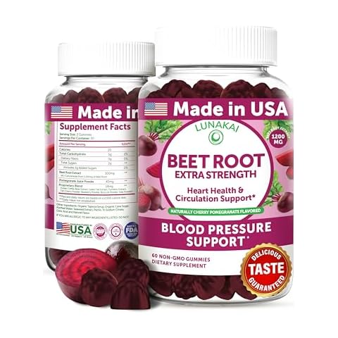Lunakai USA Made Beet Root Gummies with Antioxidant Blend - Delicious Non-GMO Beet Chews, 60ct Cover