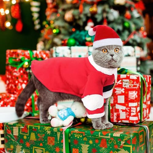 Kleidung für Haustiere Weihnachtsmann, Haustier Weihnachtskostüm, Katze Hund Weihnachtskostüm, Weihnachten Haustier Kleidung, Für Neujahr Christmas Party Cute Cats and Dogs Kostüm(L)