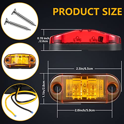 Image of Tallew 10 Pcs LED Trailer Side Marker Lights 2 Diode Oval 2.5in,Amber, Red | Waterproof Clearance Marker for Truck Boat Rv Trailer, Equipped with Mounting Screws, Easy Mount, Running Signal Lighting