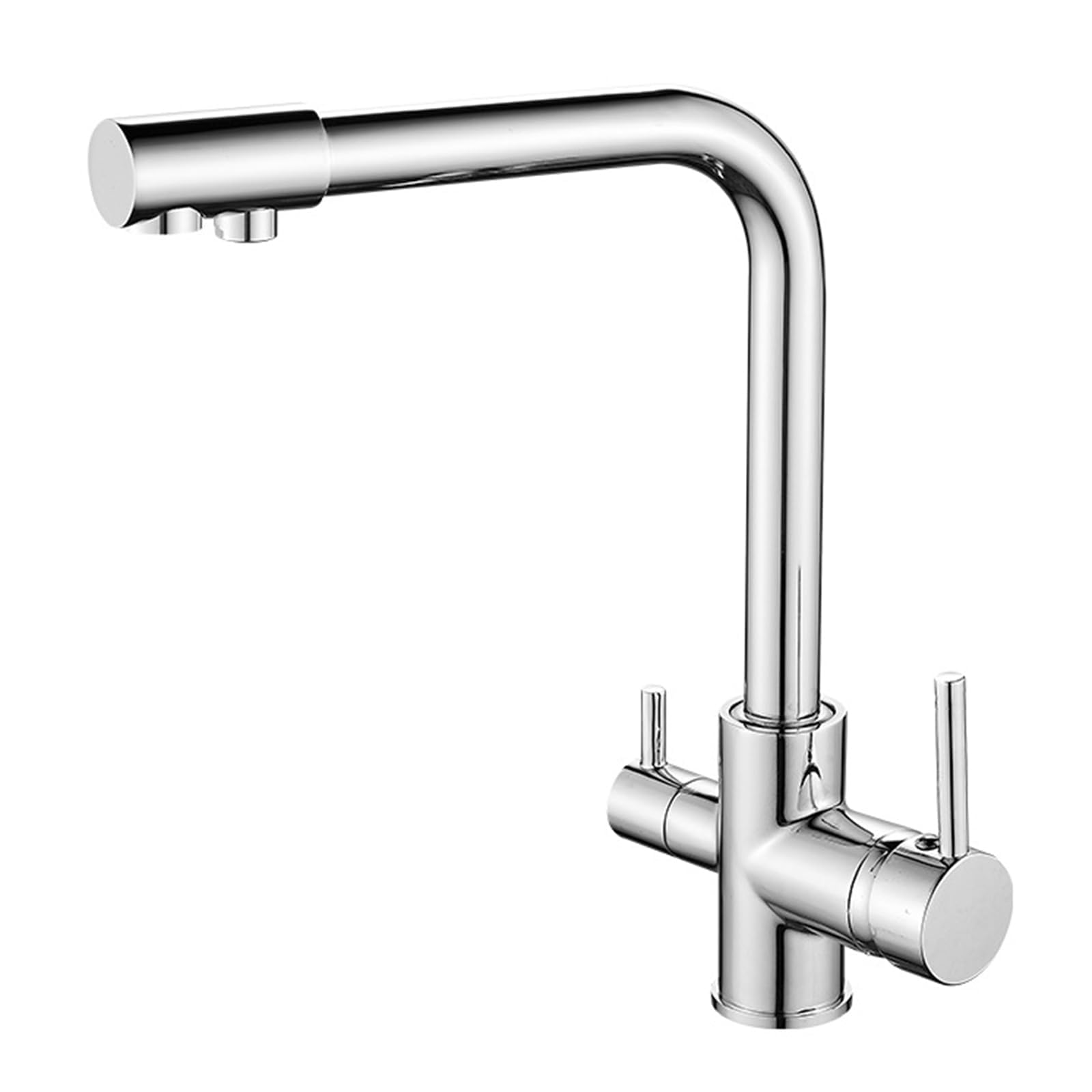 ZQFHSX 3-Way Kitchen Faucet 360° Rotating Drinking Water Dual Handle Reverse Osmosis Tap Electroplated Sink Mixer for Filtration System
