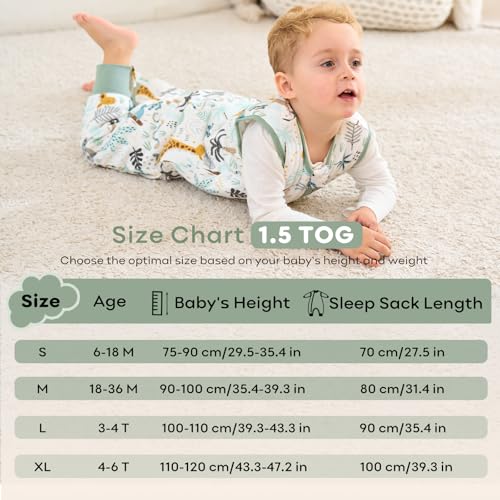 Yoofoss 2er Pack Baby Schlafsack mit Füßen 1.5 Tog Baumwolle Schlafsack Baby mit Beinen Herbst Winter Babyschlafsack für 4-6 Jahre Kinder… – Ansicht 2