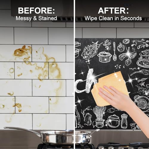 Image of Chalkboard Kitchen Sign Backsplash Peel and Stick, 35.4x23.6 in